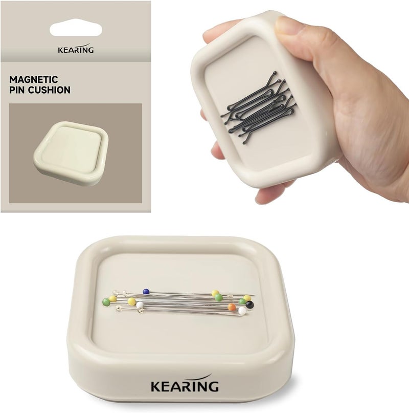 KEARING Strong Magnetic Pin Cushion Square - 8.5cm Powerful Magnet Pin Holder for Sewing - Lightweight Sewing Pin Cushion for Quilting Pins, Needles - Sewing Accessories Organizer - Image 1